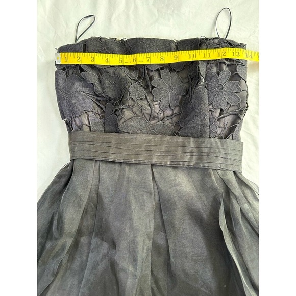 Eva Franco Women’s Black Strapless Mini Dress Embroidered Lace Size 10 - Picture 7 of 10